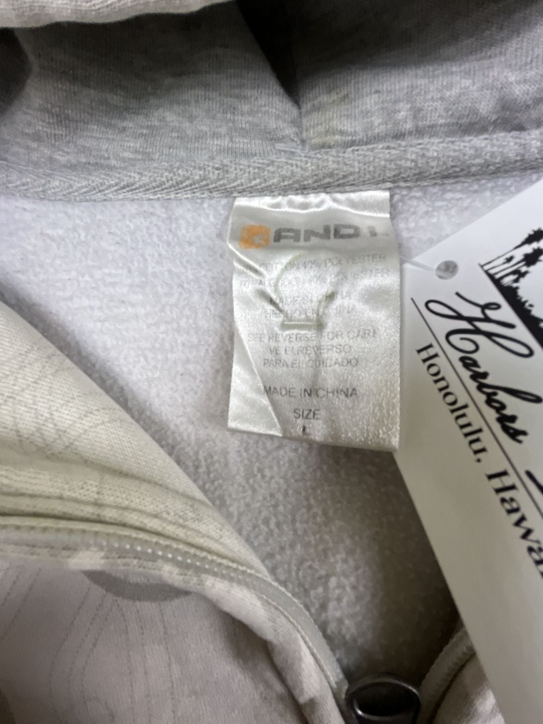 And1 Full Zip Hoodie Size L White Gray AOP Basketball Y2K Vintage OF 4