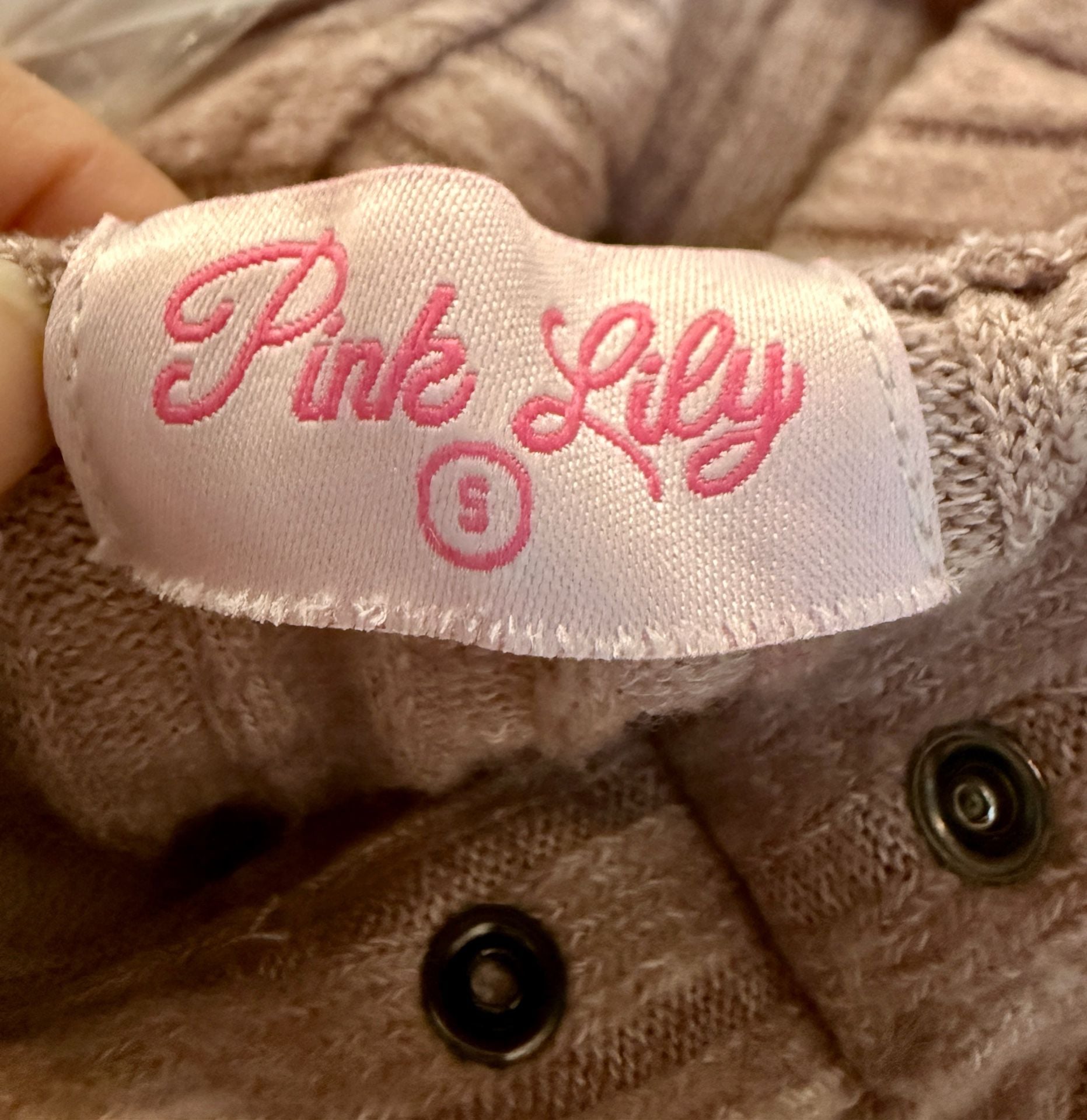 Pink Lily Hooded Ribbed Henley Pullover Sweater Size S 3