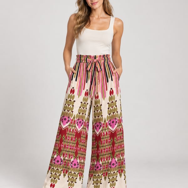 💖 Dixie Printed Palazzo Pants | XS | Wide Leg Boho Resort Pants 💖