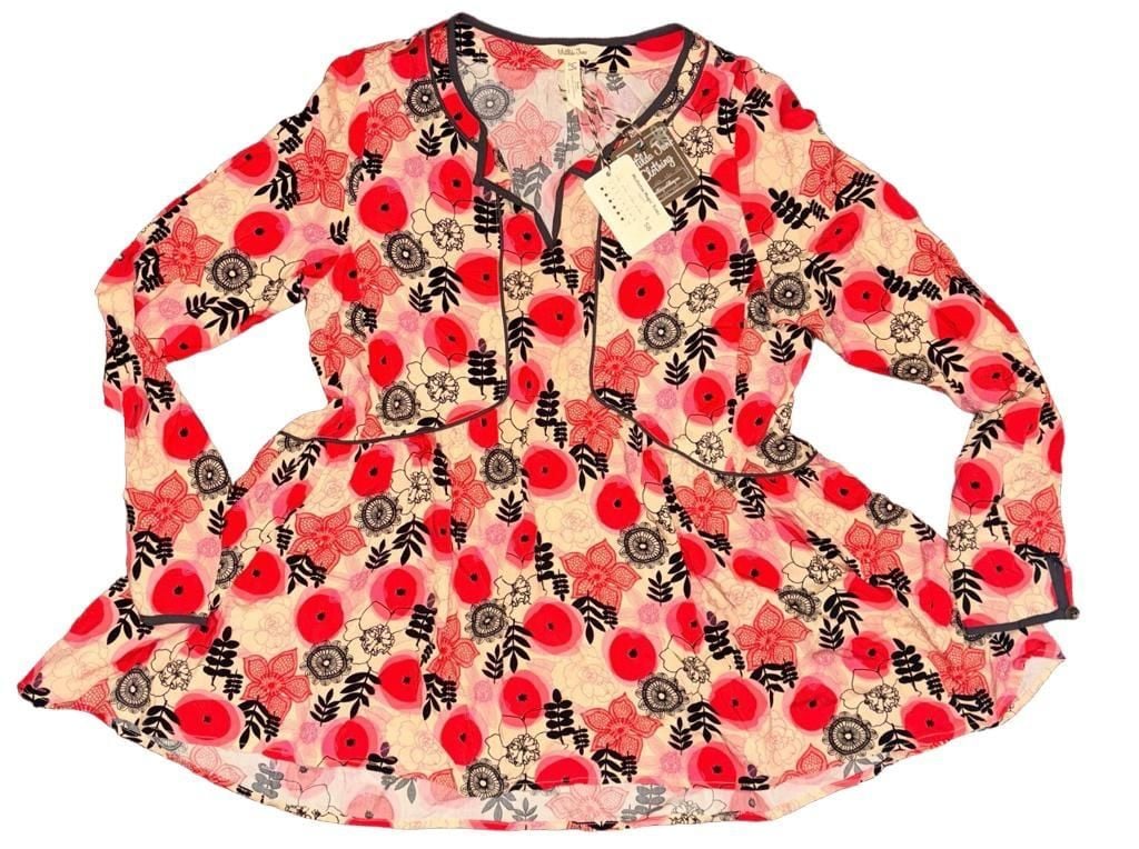 Matilda Jane Mistletoe Magic Tunic Size S Red Floral 2