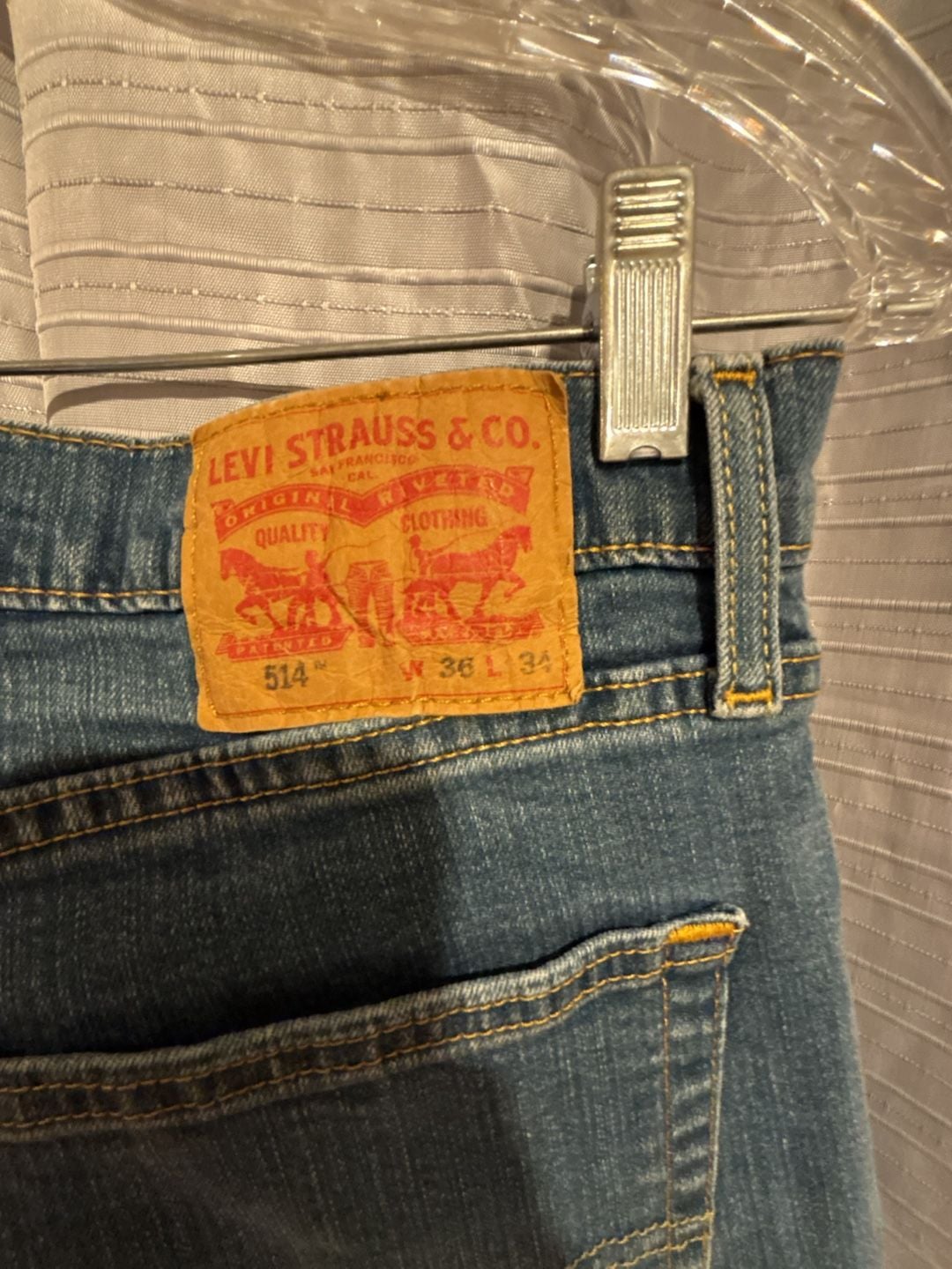 Levi's 514 Straight Jeans Size 36x34 Blue Denim 5
