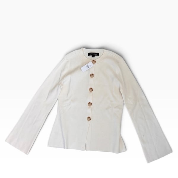LOFT Versa Cardigan Size S White Knit Crewneck Long Sleeve