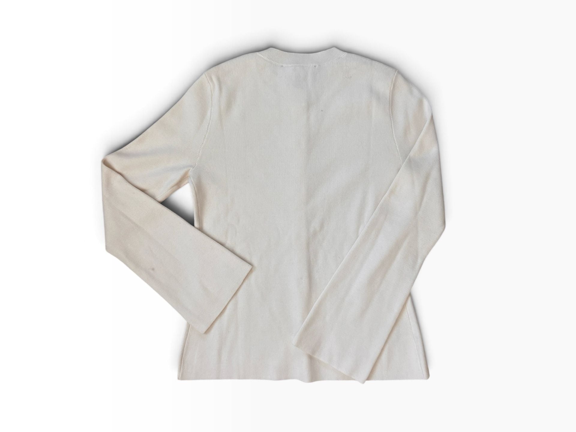LOFT Versa Cardigan Size S White Knit Crewneck Long Sleeve 3