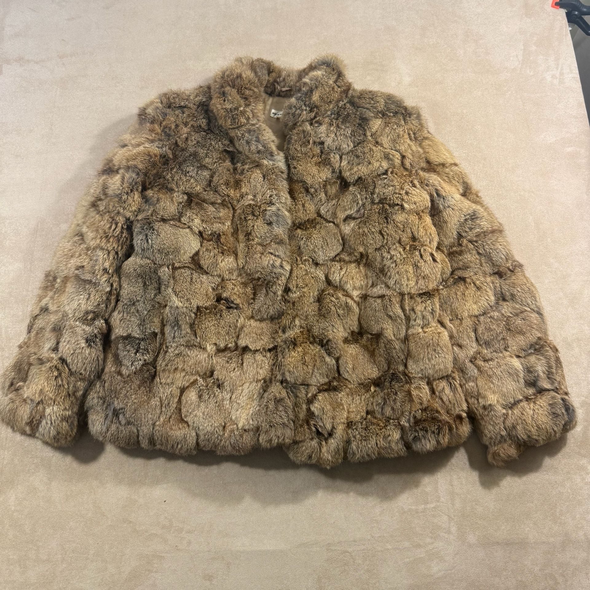 Vintage Rabbit Fur Coat Brown Patchwork 2