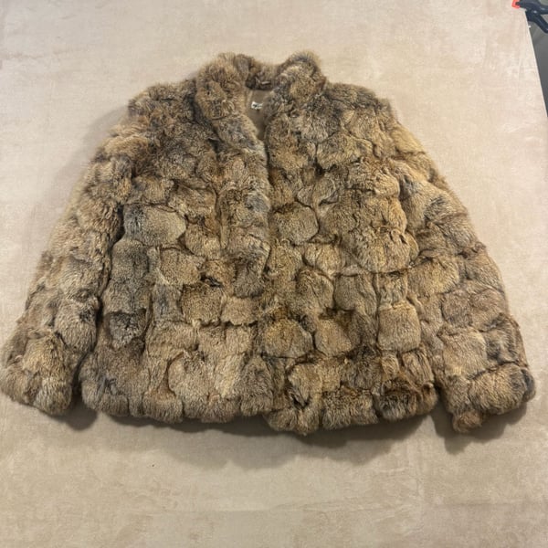Vintage Rabbit Fur Coat Brown Patchwork