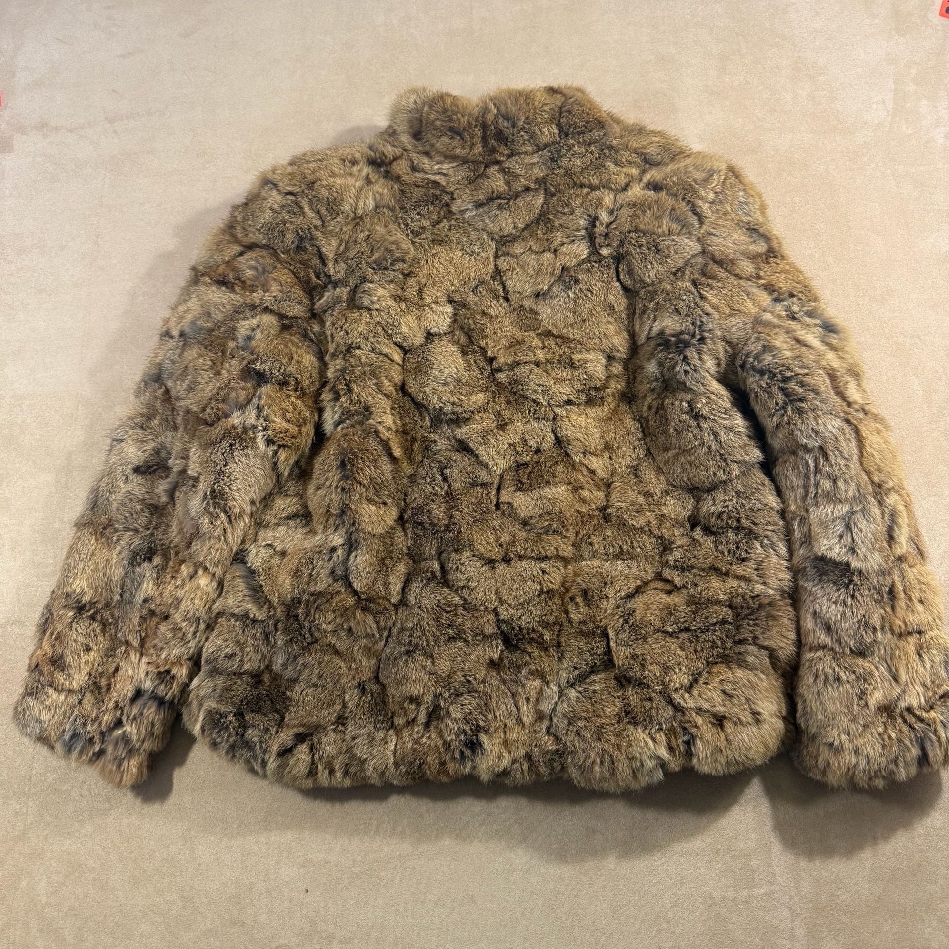 Vintage Rabbit Fur Coat Brown Patchwork 3