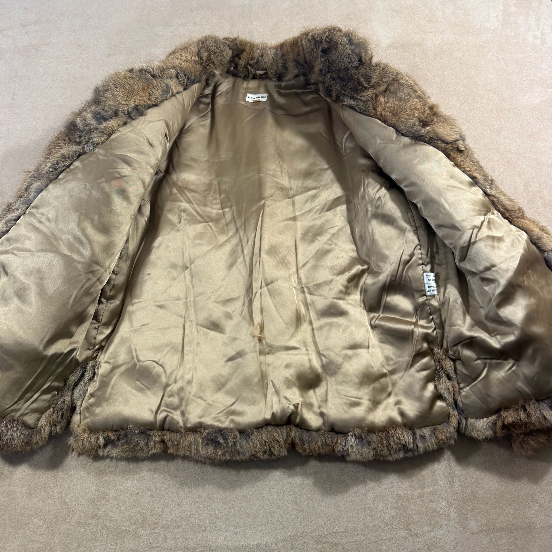 Vintage Rabbit Fur Coat Brown Patchwork 4