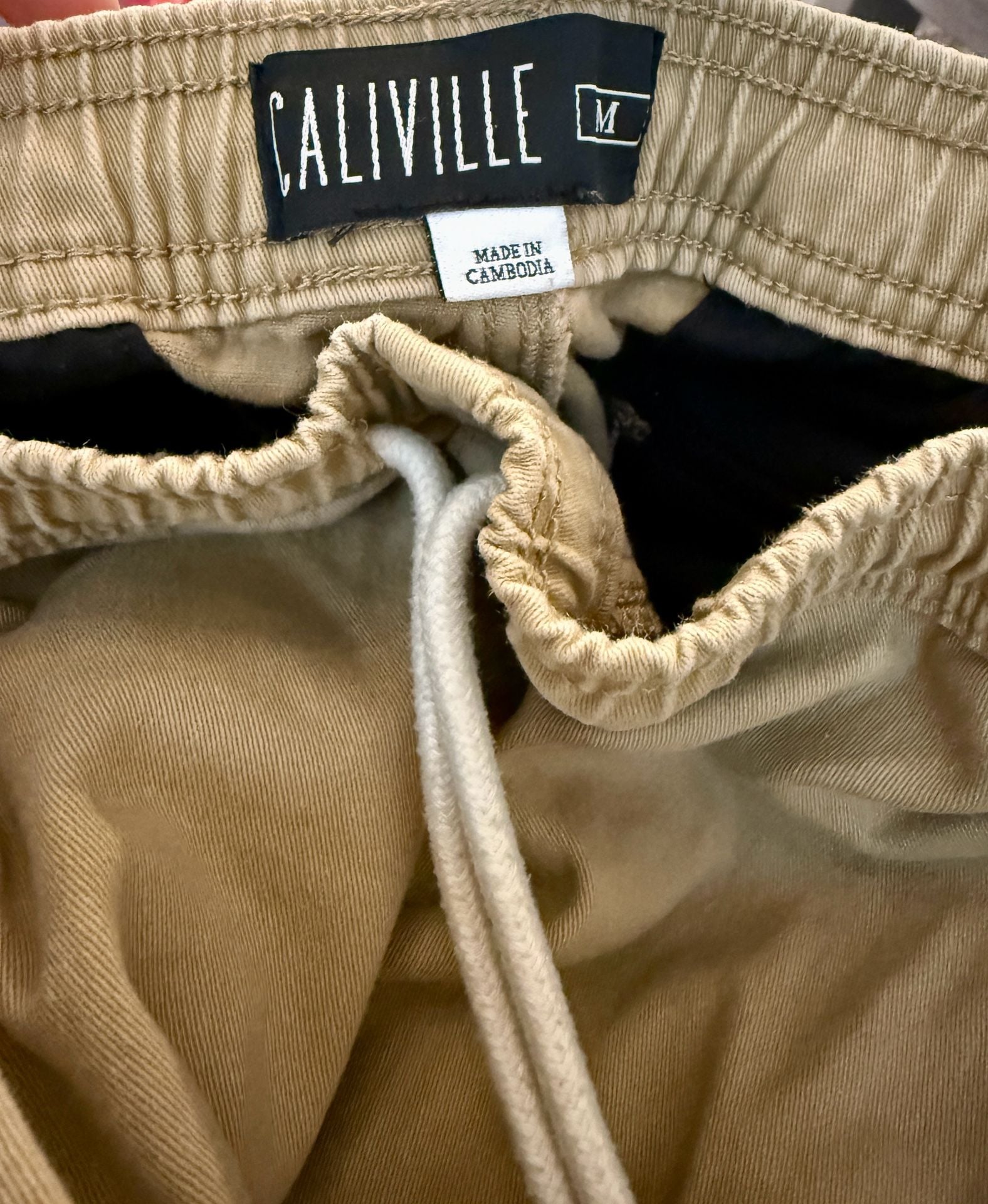 Caliville Chino Joggers Size M Khaki Drawstring Pants 7