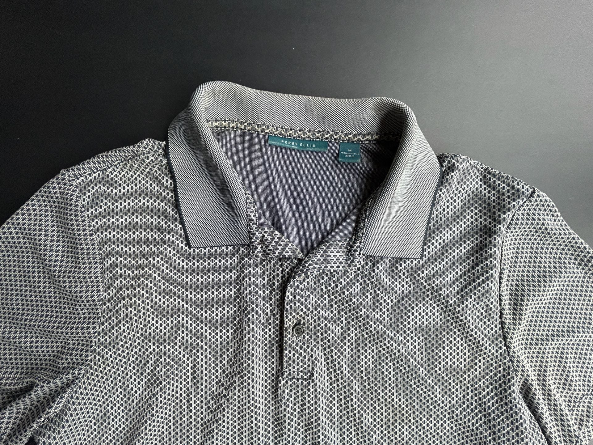 Perry Ellis Polo Shirt Size M Blue Geometric 7