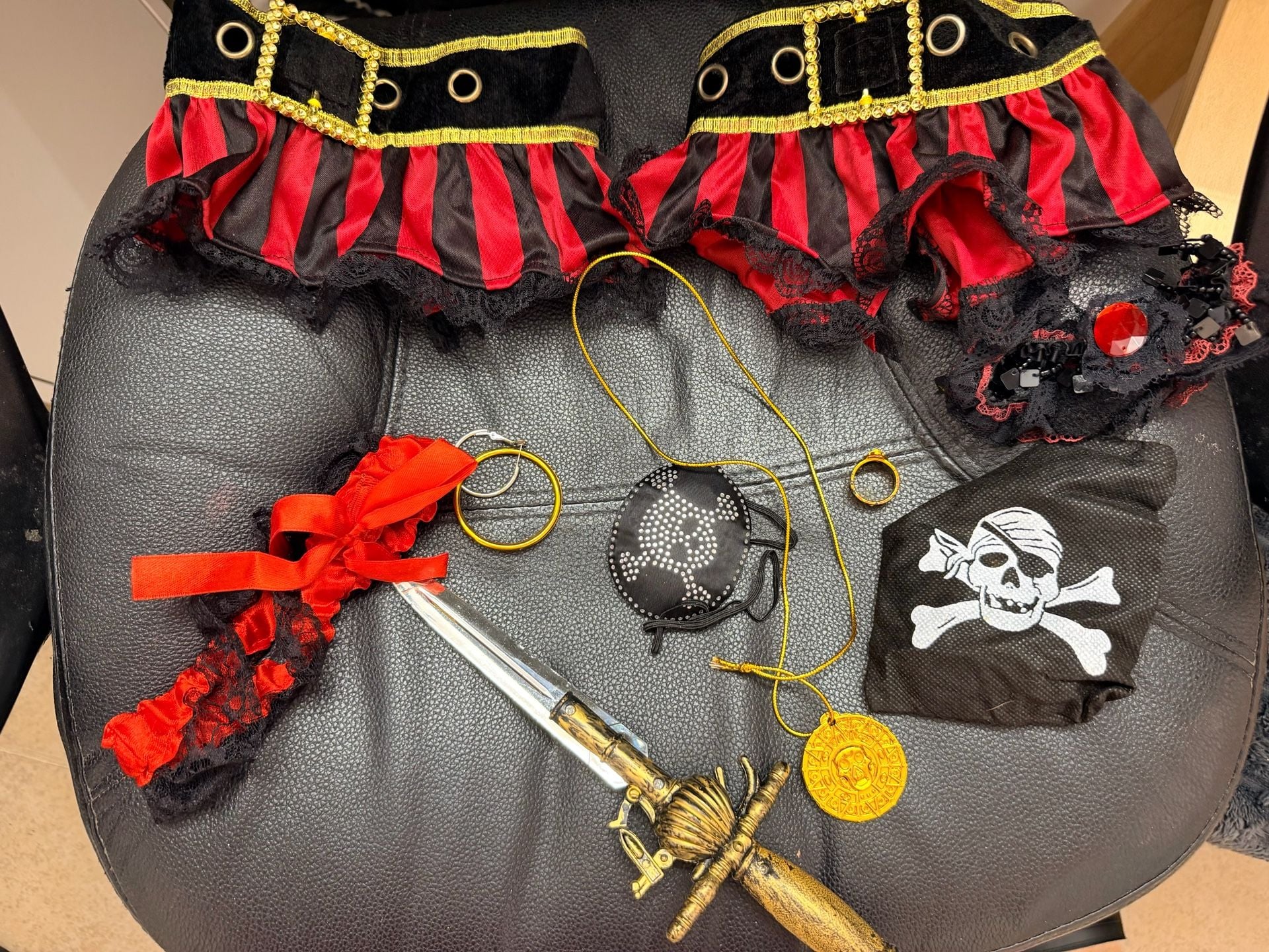 Pirate Costume Red Dress and Accessories Set 3