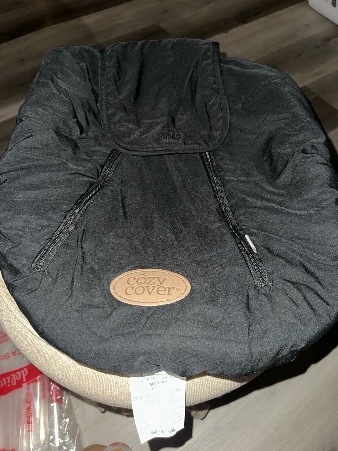 Cozy Cover Infant Car Seat Cover Black Fleece 1
