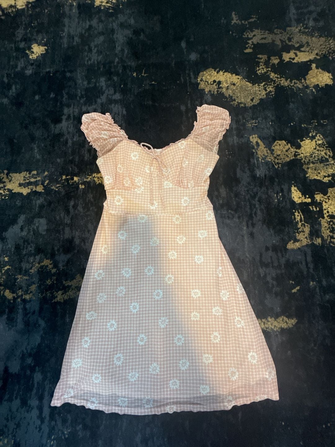 No Boundaries Mini Dress Size S 3-5 Pink Gingham Daisy 3