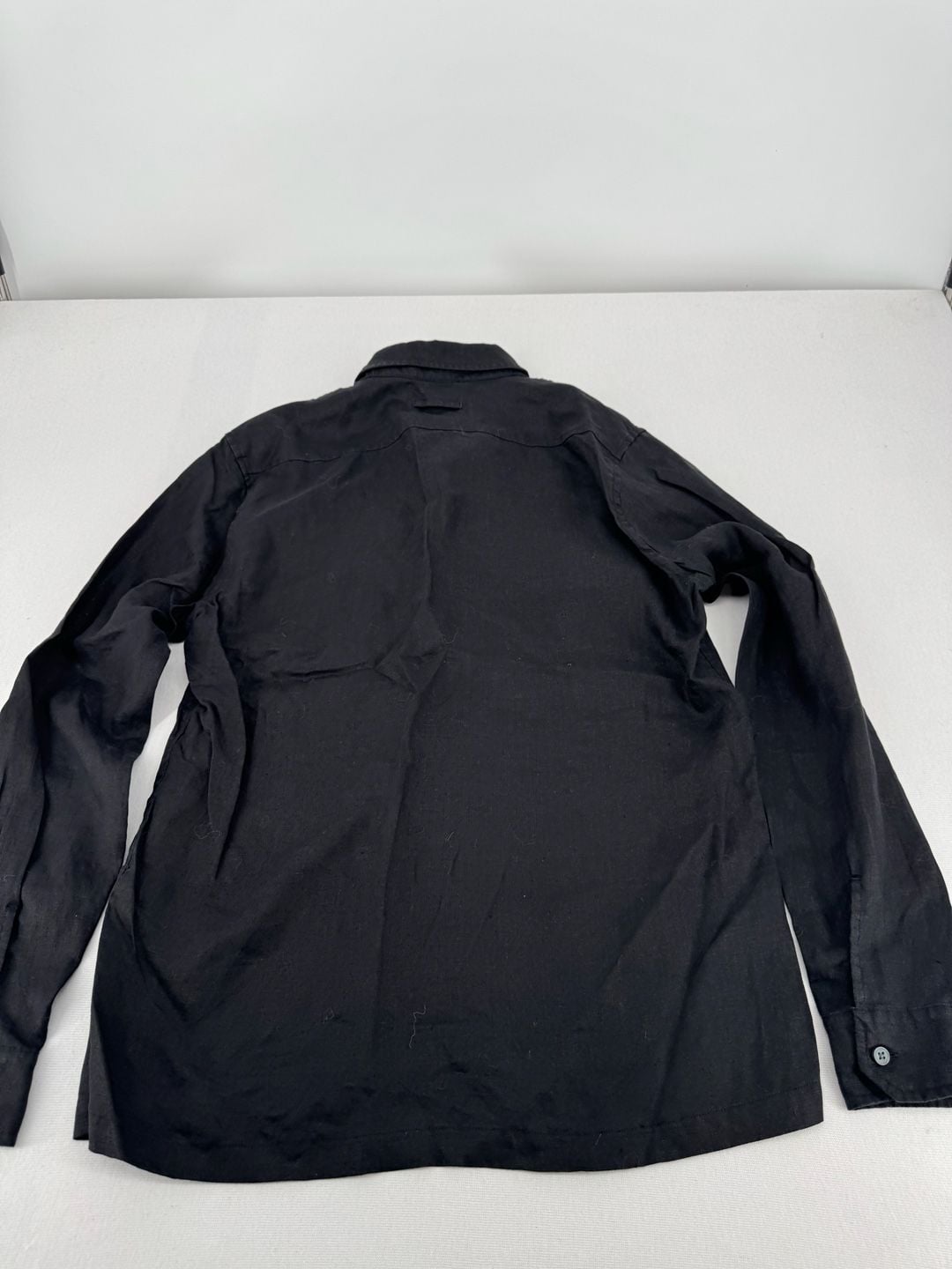 Vince Classic Fit Shirt Size S Black Linen Long Sleeve Button Down 4