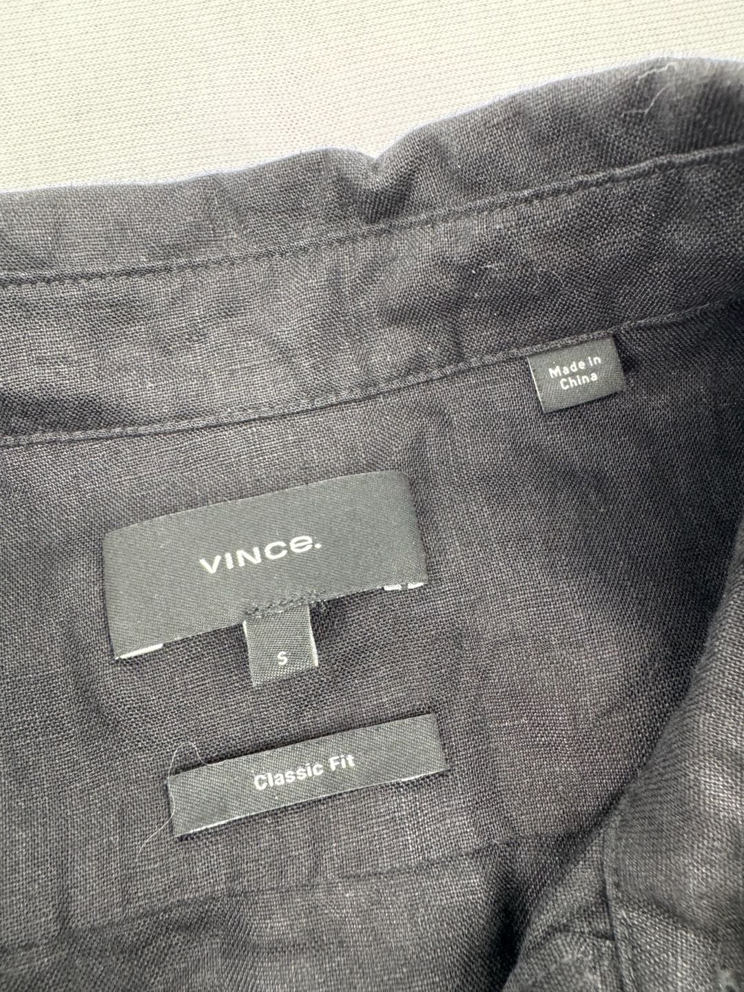 Vince Classic Fit Shirt Size S Black Linen Long Sleeve Button Down 5