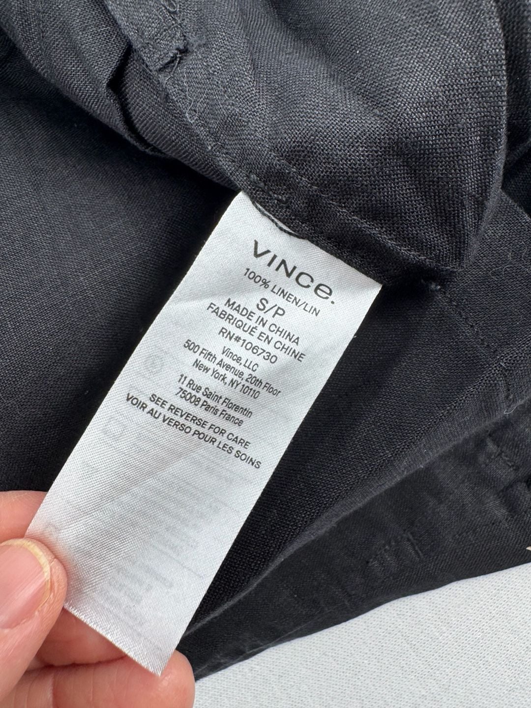 Vince Classic Fit Shirt Size S Black Linen Long Sleeve Button Down 6