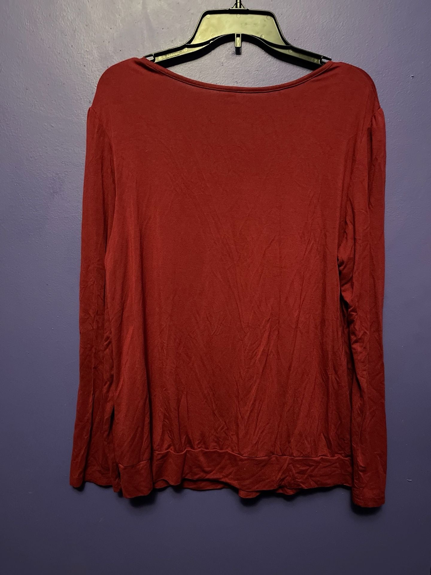 Anymeet Long Sleeve Top Size 2XL Red Pleated Scoop Neck Blouse 4