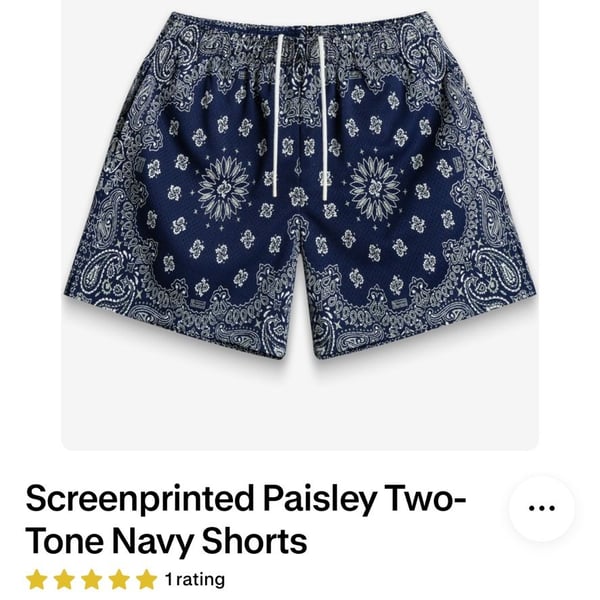 Bravest Studios Screenprinted Paisley Two-Tone Navy Shorts