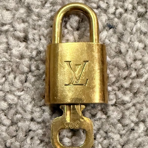 Authentic Louis Vuitton Padlock Lock and Key 303 Gold Brass 