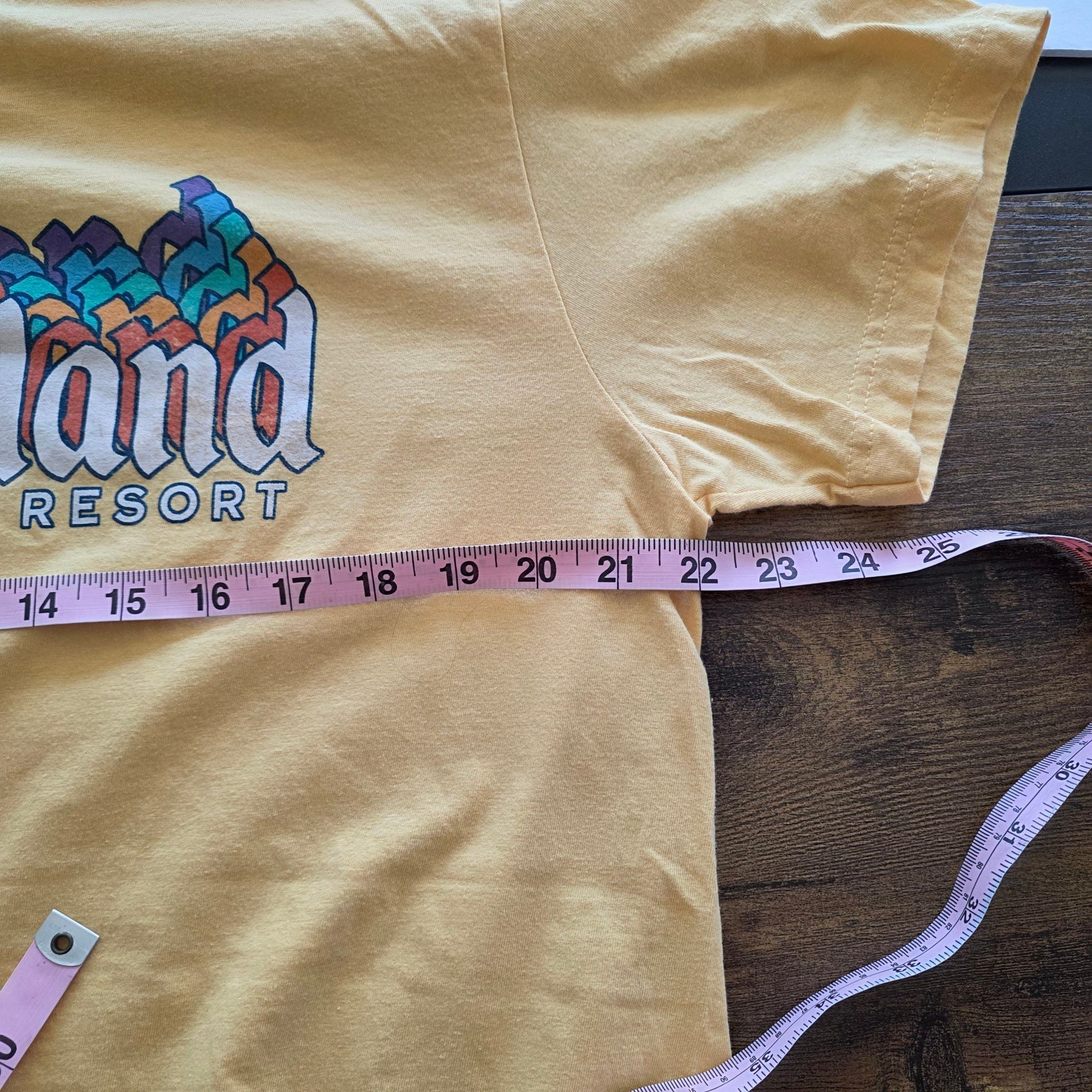 Disney Parks Disneyland Resort Rainbow Logo Graphic T-Shirt XL Yellow 4