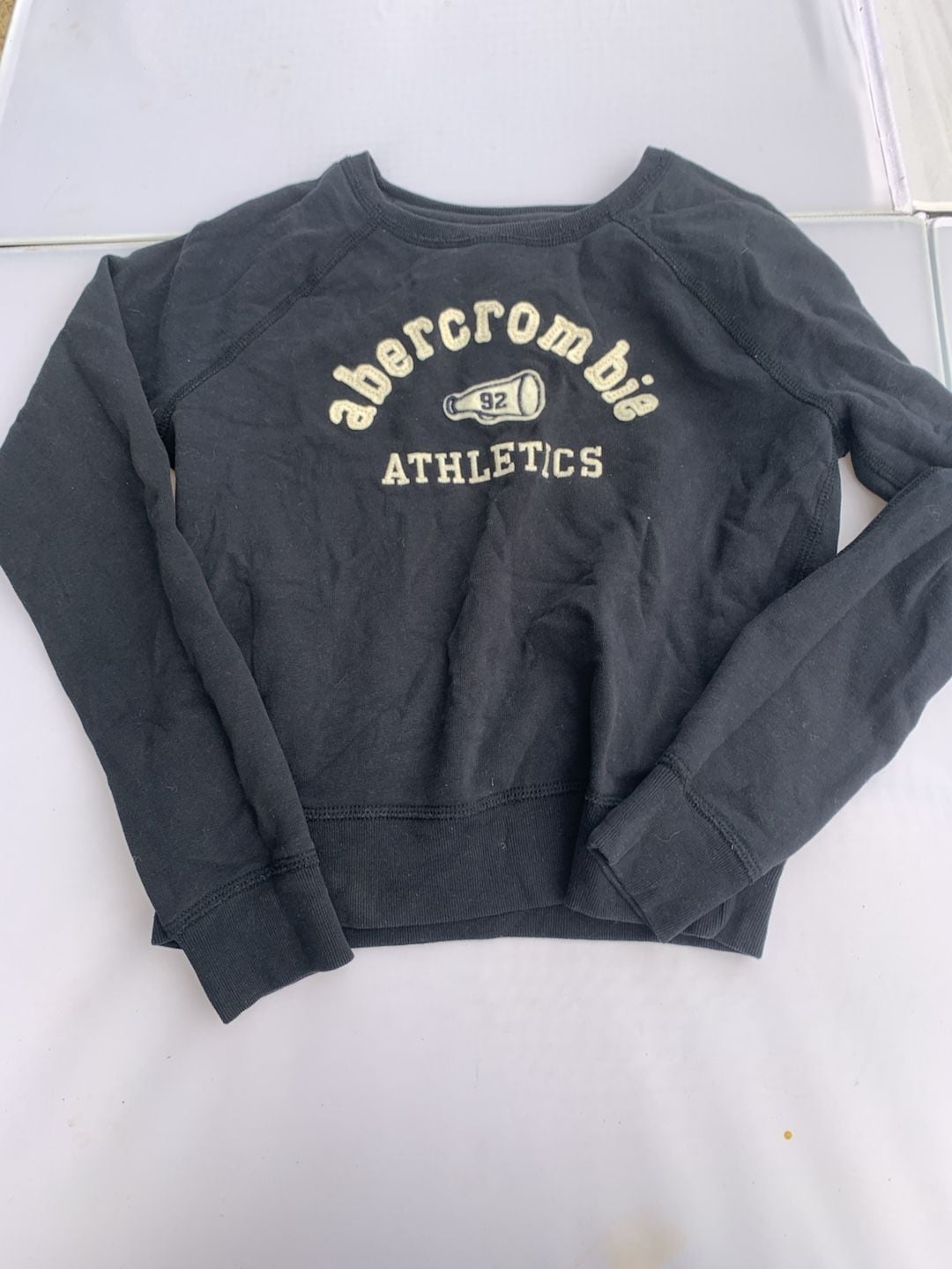 Abercrombie Kids Sweatshirt Size L Black Athletics 92 Megaphone Applique 1b 2