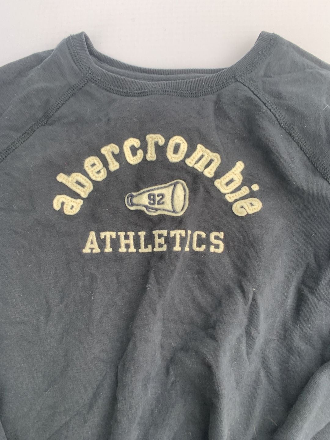 Abercrombie Kids Sweatshirt Size L Black Athletics 92 Megaphone Applique 1b 3