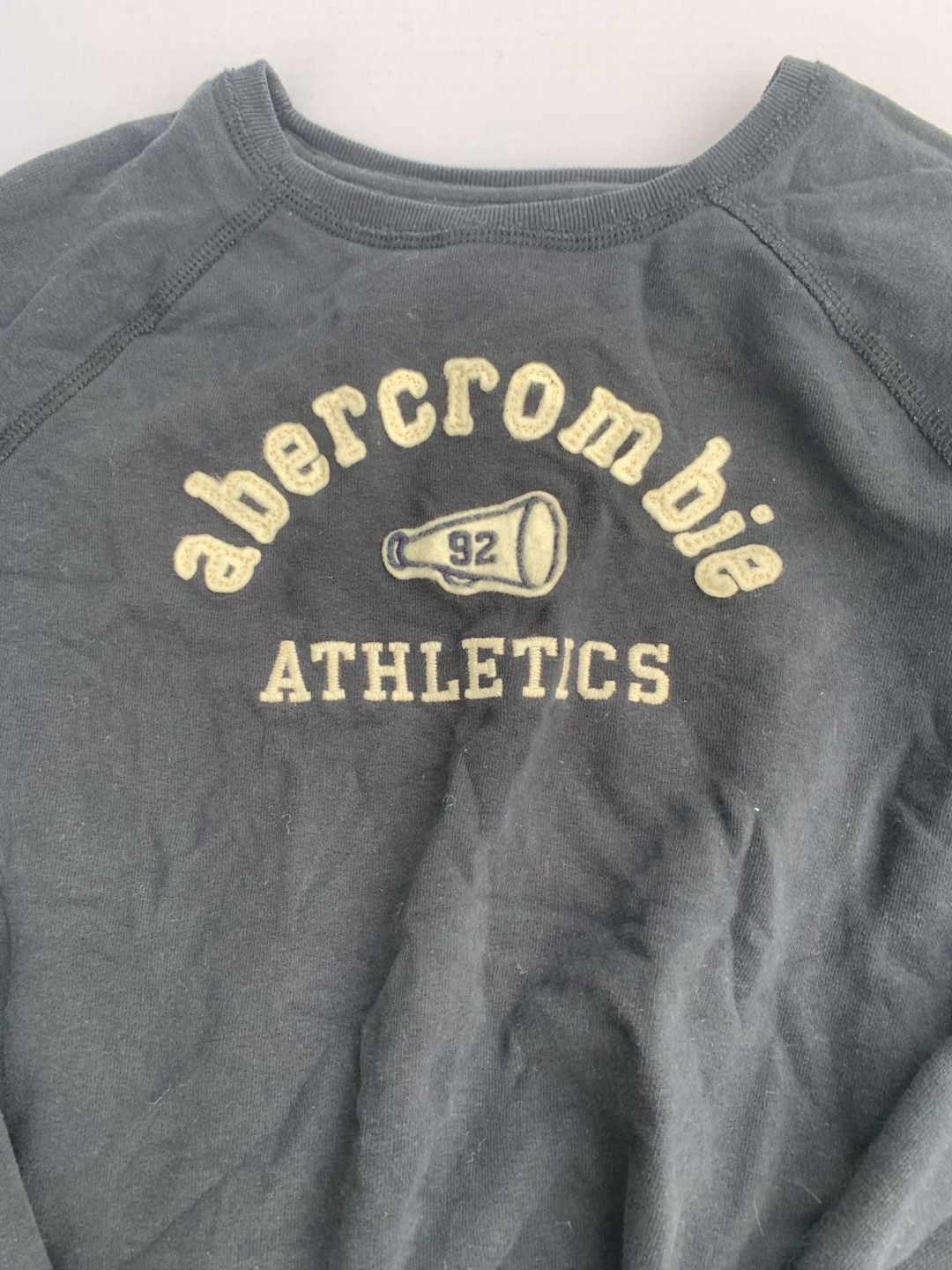 Abercrombie Kids Sweatshirt Size L Black Athletics 92 Megaphone Applique 1b 4