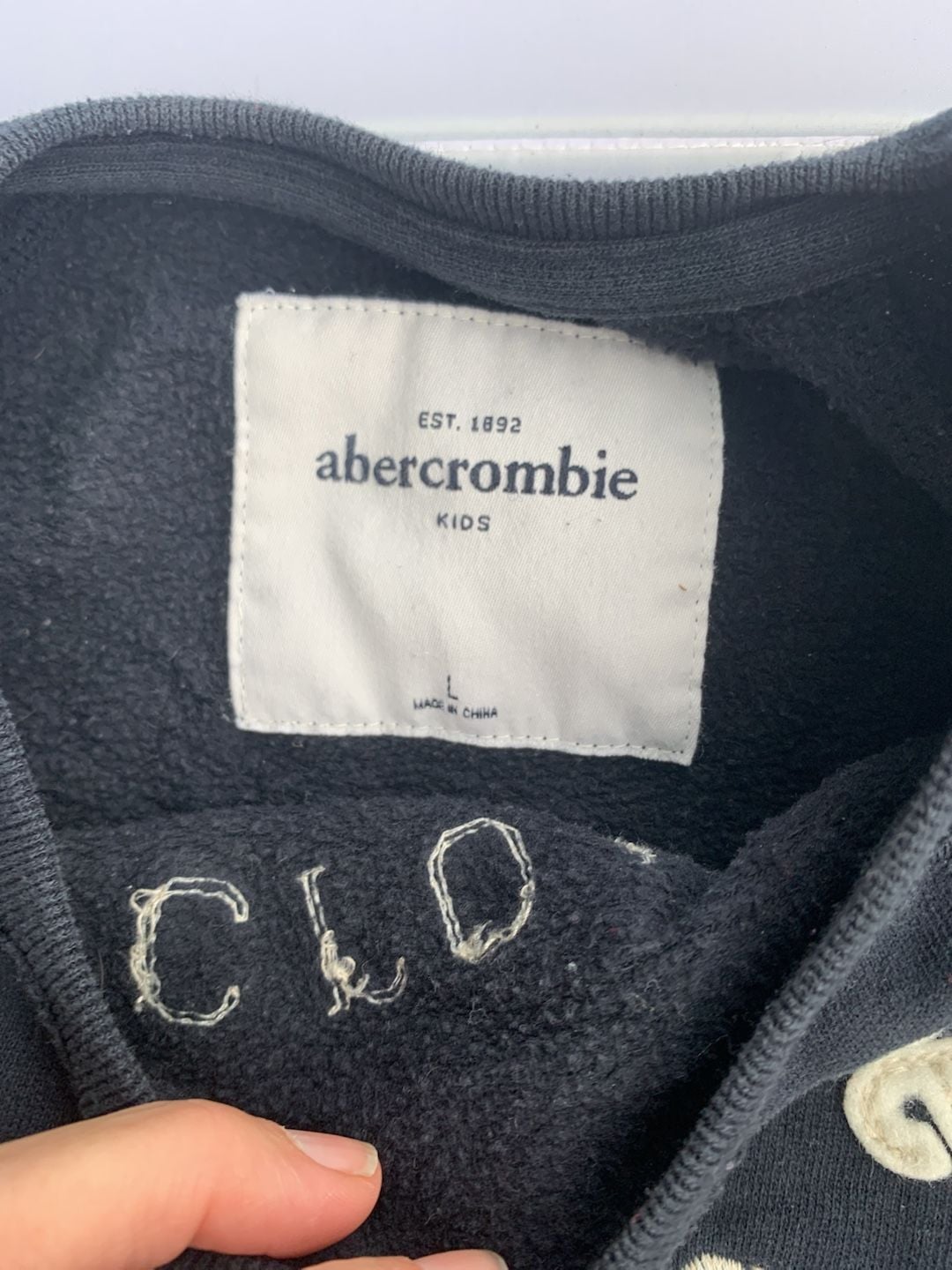 Abercrombie Kids Sweatshirt Size L Black Athletics 92 Megaphone Applique 1b 5