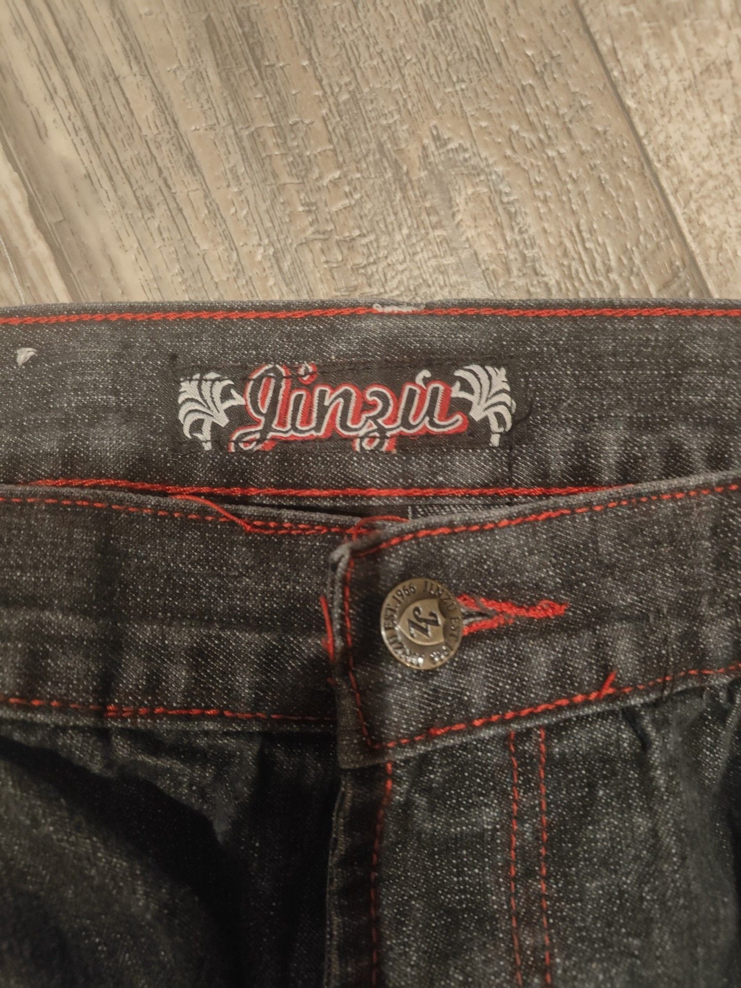 Jinzu Jeans Size 38x32 Black Embroidered Y2K Baggy Denim Pants 3