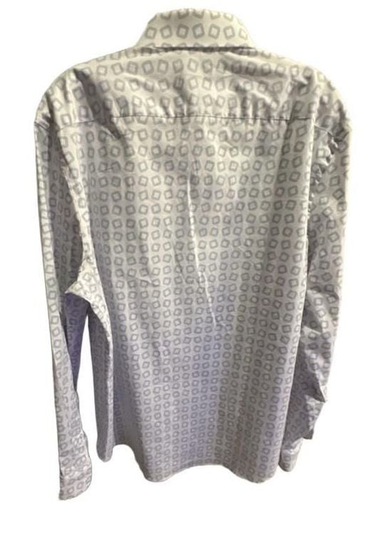 Express Slim Fit Dress Shirt Size Large Square Print 8