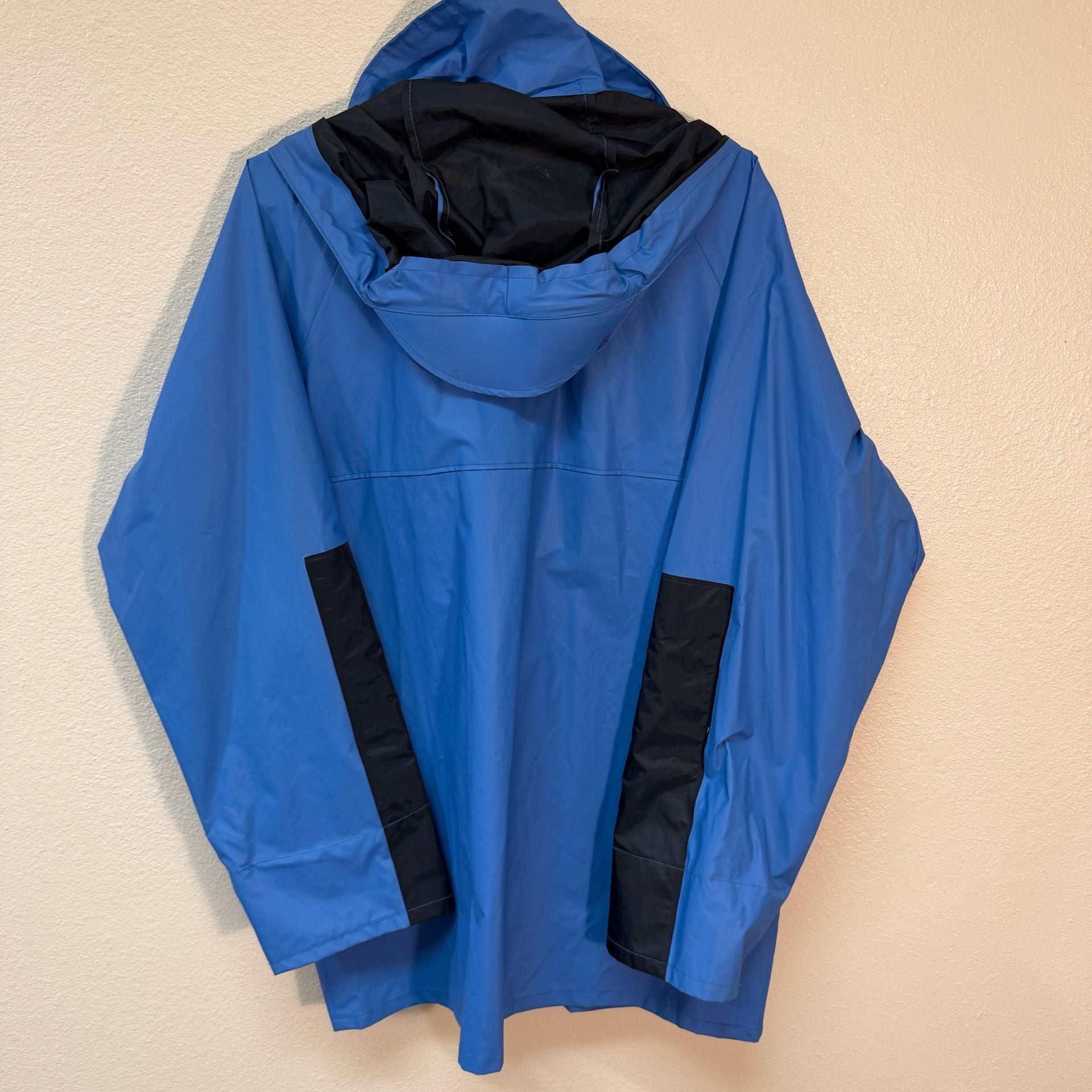 Columbia Rain Jacket Size L Vintage Blue Black Radial Sleeve 8
