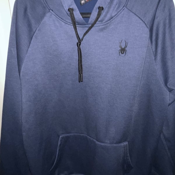 Spyder Active Pro Web Hoodie Size Medium Blue Fleece Pocket Pullover