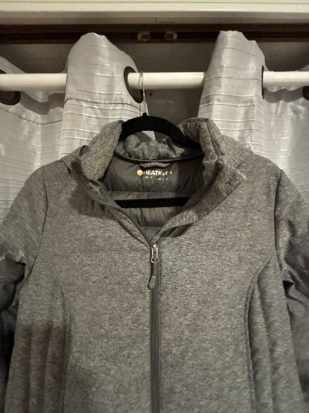 Heatkeep Hooded Quilted Puffer Jacket Size M Gray 4