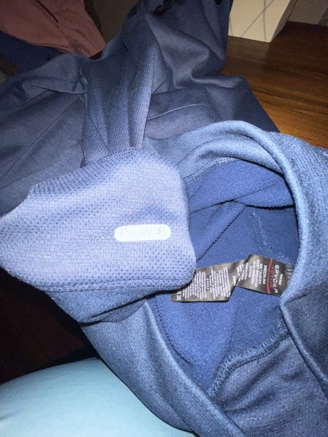 Spyder Active Pro Web Hoodie Size Medium Blue Fleece Pocket Pullover 8