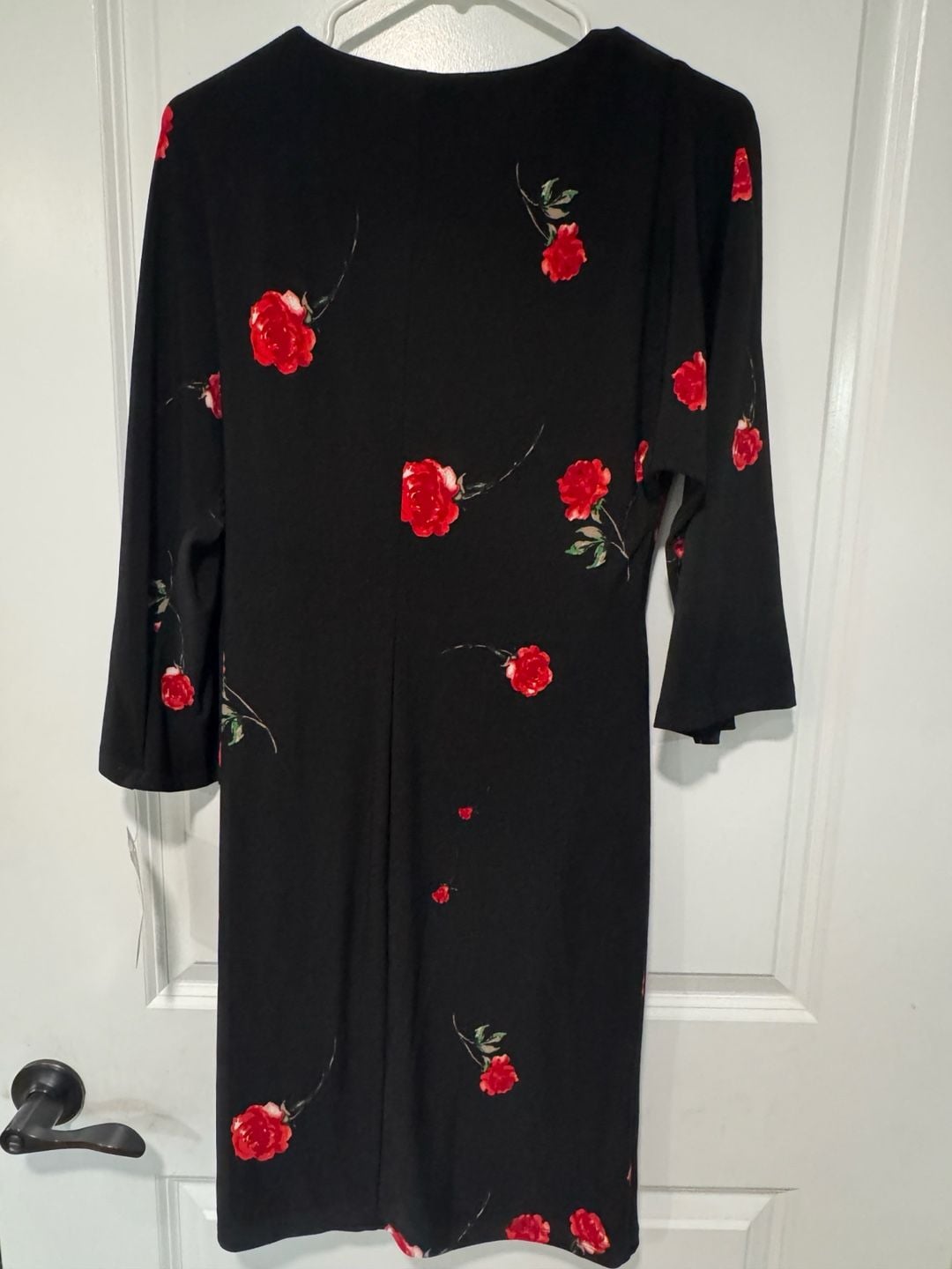 Lauren Ralph Lauren Black Red Rose Floral Wrap Dress Bell Sleeve NWT Size 6 3