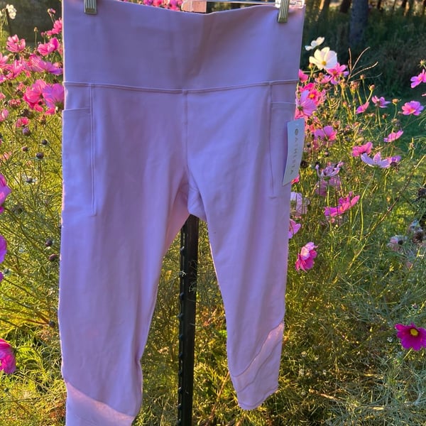 NWT Athleta Salutation Stash Mesh Tight Size L Pink