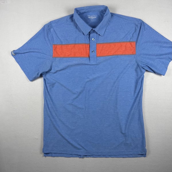 Straight Down Polo Shirt Size XL Blue Heather With Orange Chest Stripe