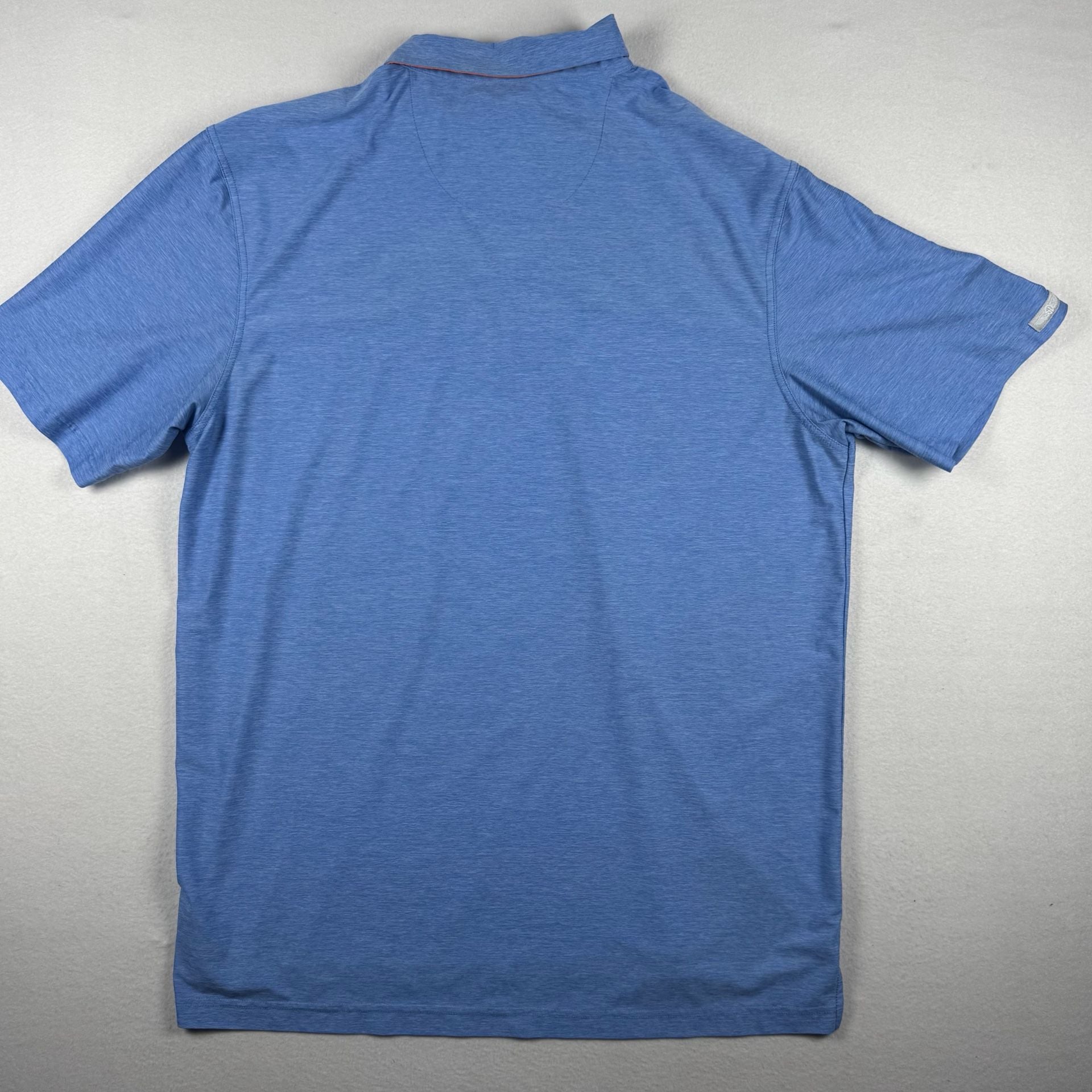 Straight Down Polo Shirt Size XL Blue Heather With Orange Chest Stripe 10