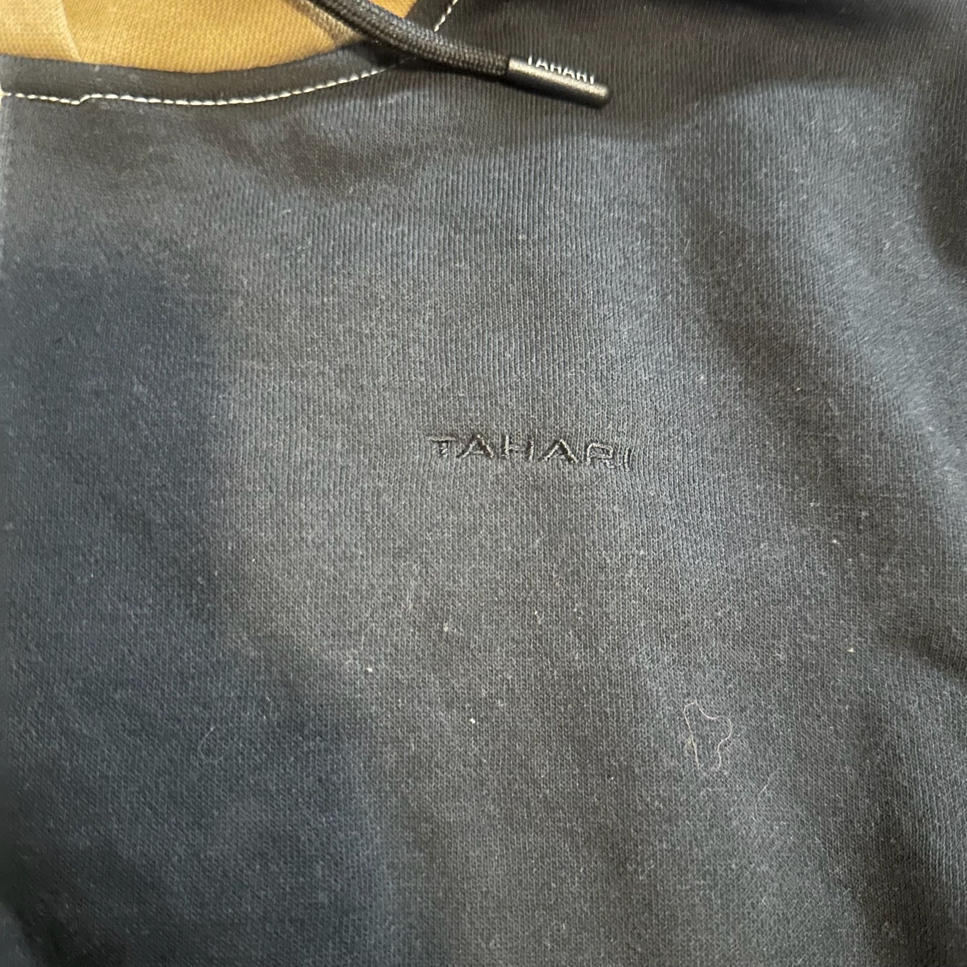 Tahari Colorblock Hoodie Tan Black White-L 3