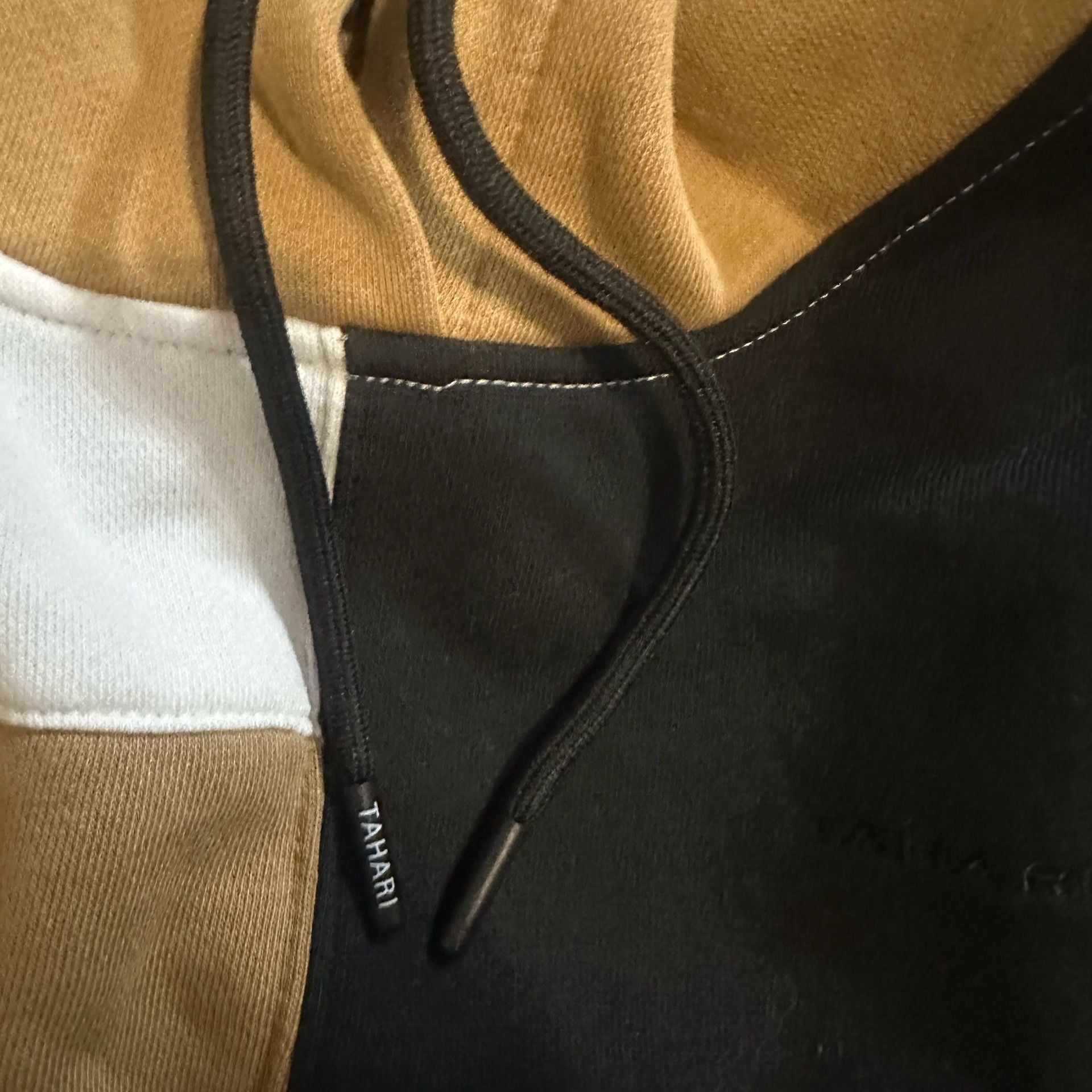 Tahari Colorblock Hoodie Tan Black White-L 7