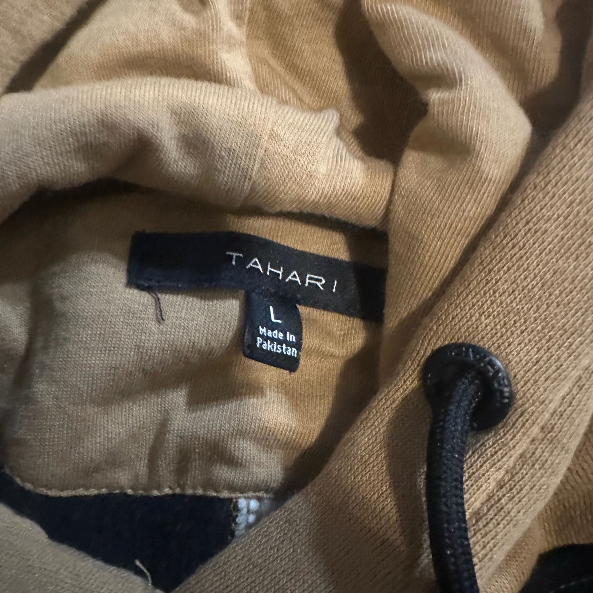 Tahari Colorblock Hoodie Tan Black White-L 8