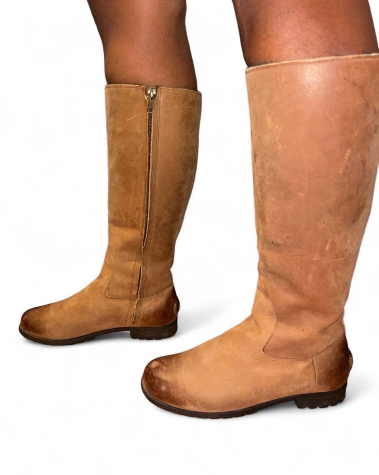 Ugg 1001960 Size 7.5 Brown Leather Knee High Zip Riding Boots 7