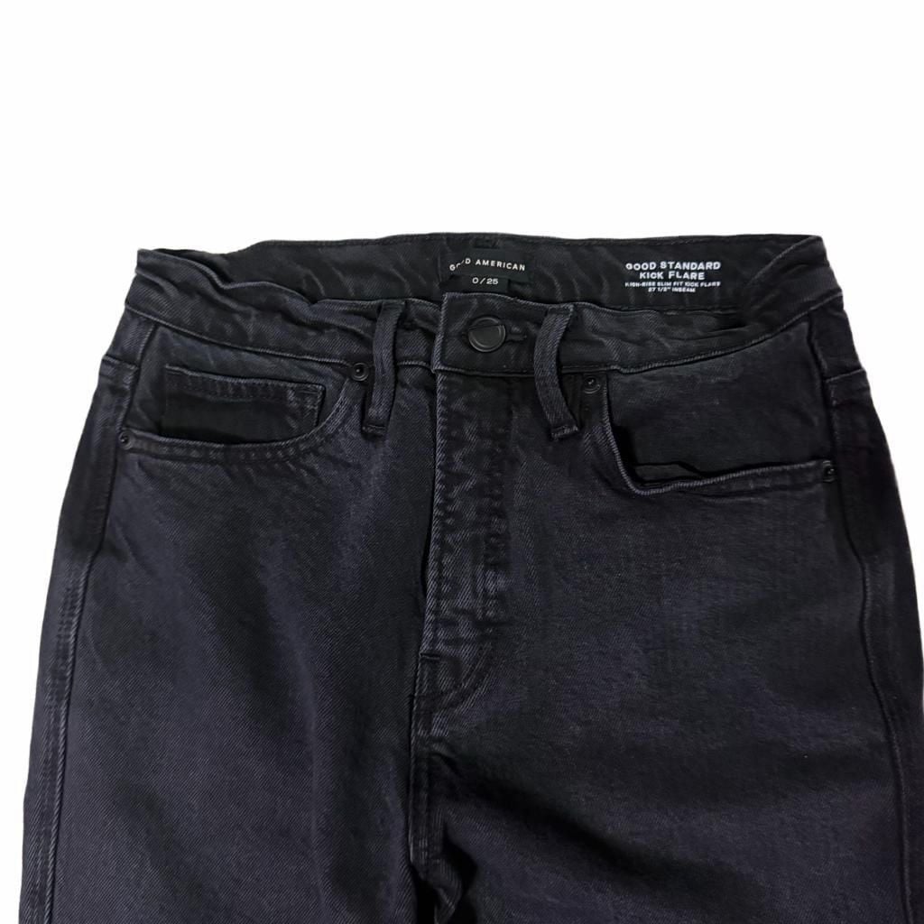 Good American Good Standard Kick Flare Size 0/25 Black Jeans 3