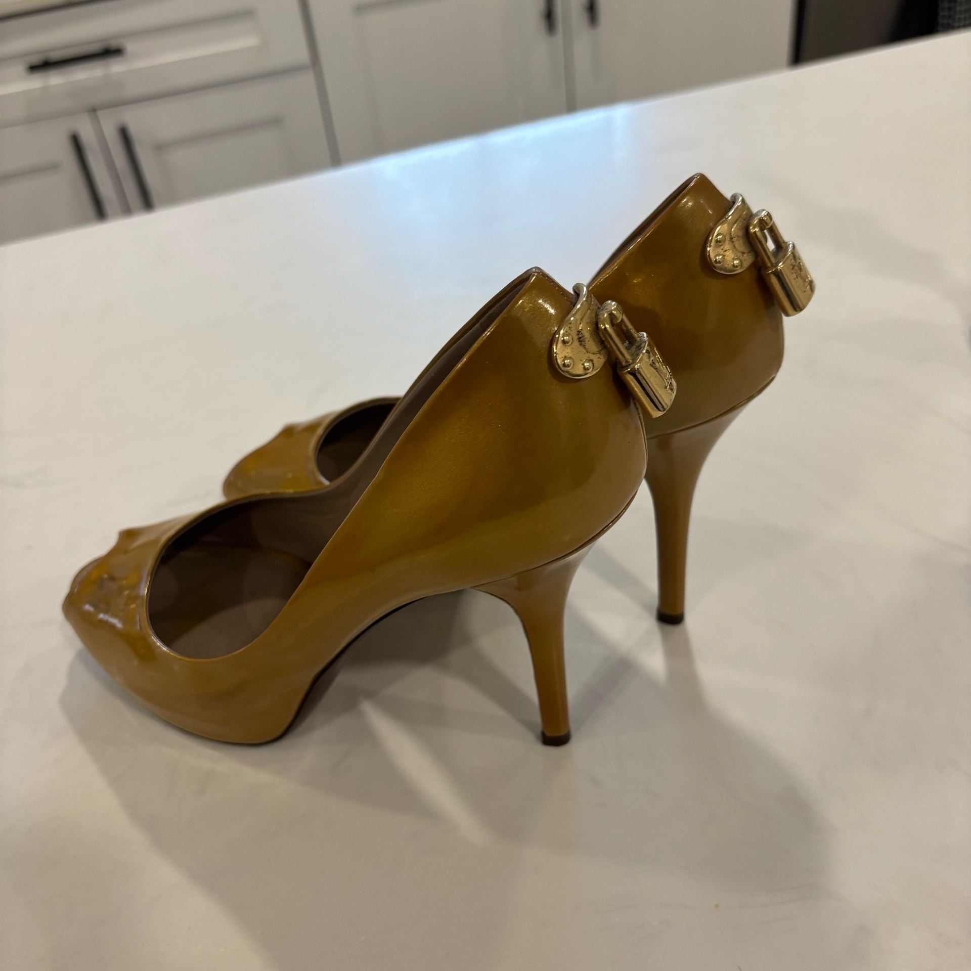 Louis Vuitton Oh Really Peep Toe Pumps Patent Leather Heels 14