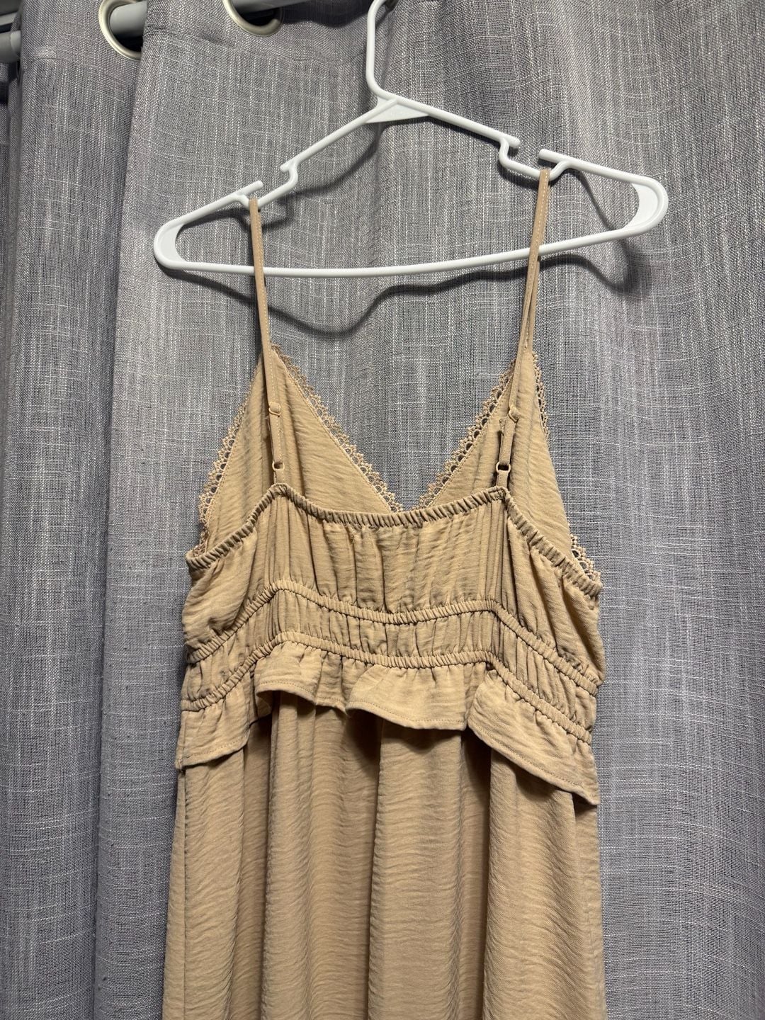 WallFlower Maxi Dress Tan Tiered Ruffle Sleeveless 3