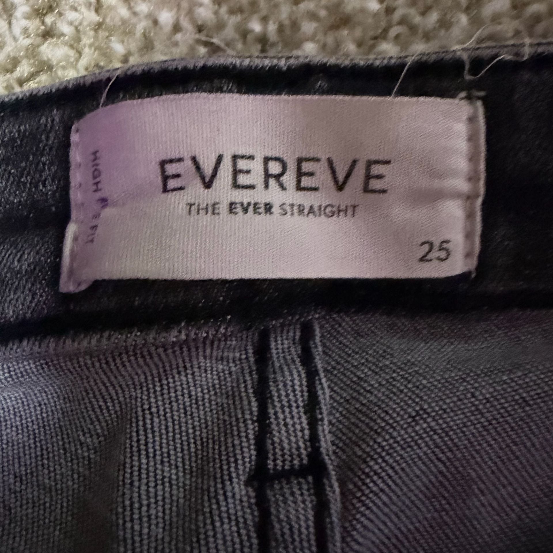 Evereve High Rise Straight Jeans Black Washed Denim 5