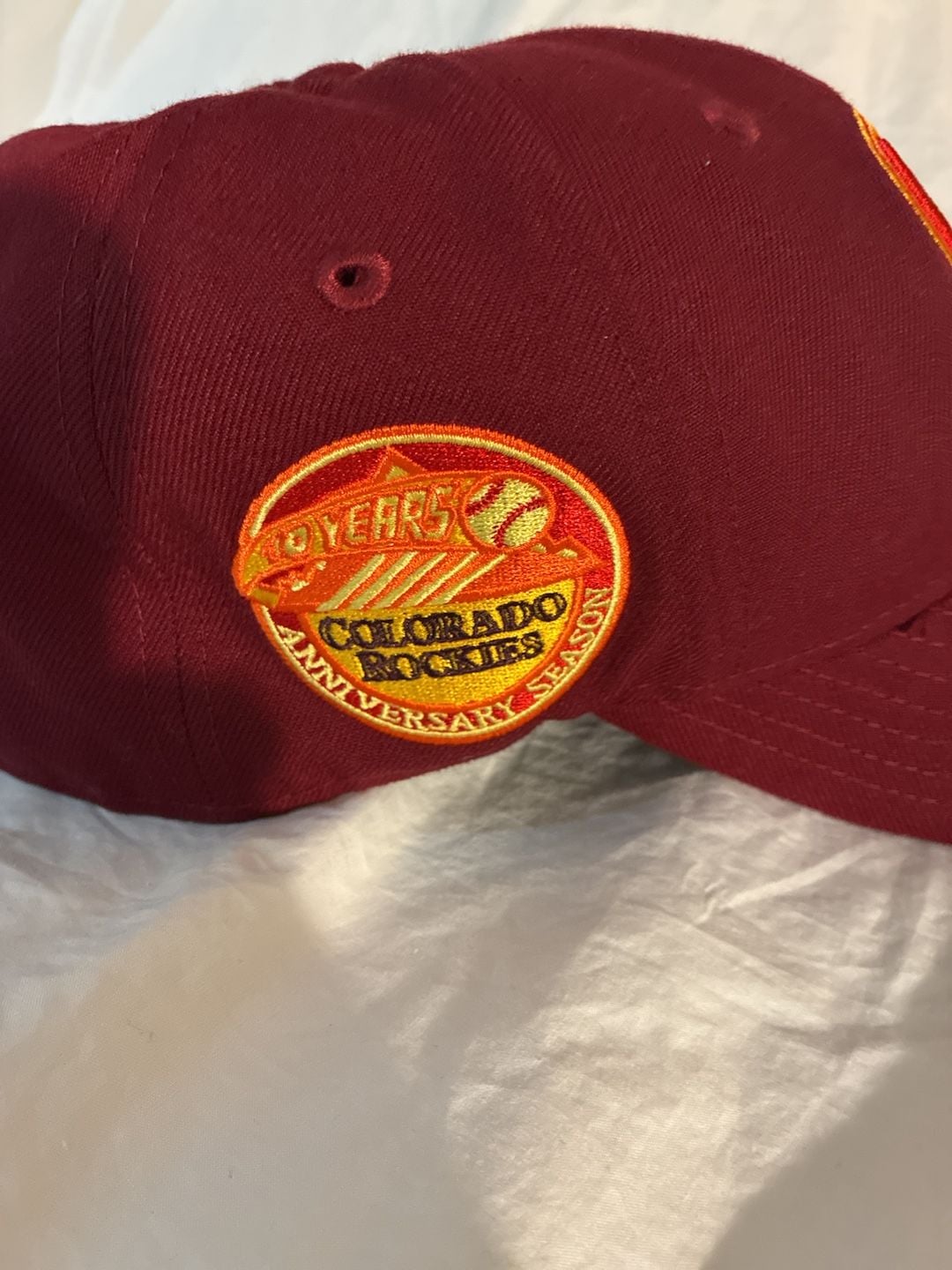 New Era Colorado Rockies 59FIFTY Fitted Hat Size 7 1/4 Badlands Burgundy 6