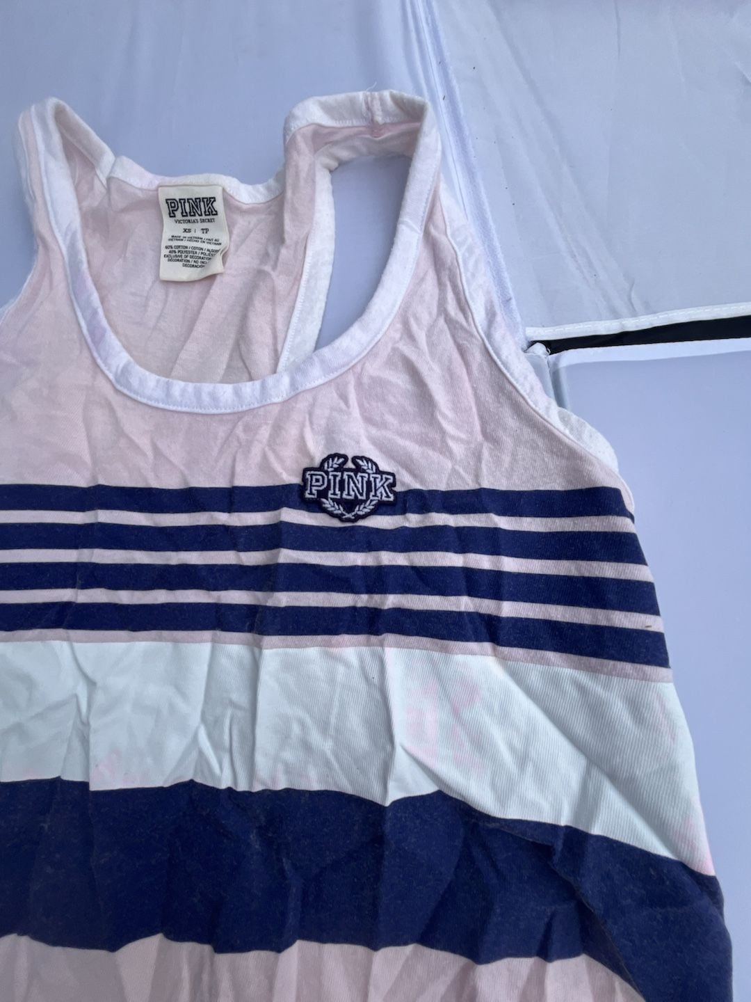 Victoria's Secret Pink Striped Tank Top Size XS Pink Blue White Racerback 3