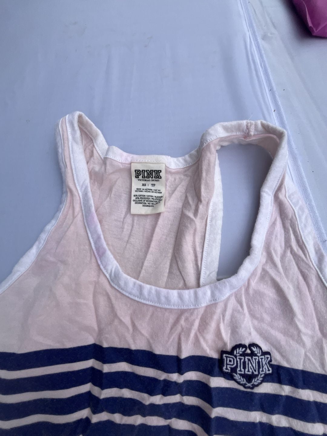 Victoria's Secret Pink Striped Tank Top Size XS Pink Blue White Racerback 4