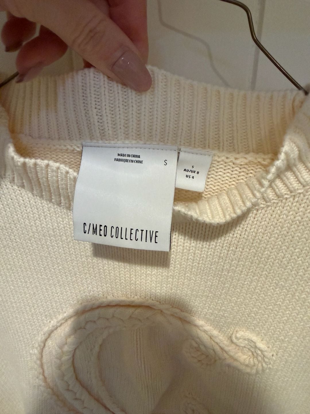 C/Meo Collective Cream Knit Sweater Size S 4