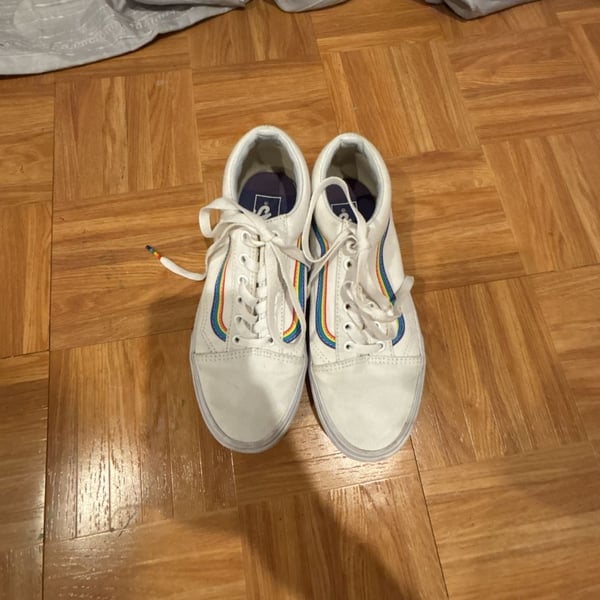 Vans Old Skool White Rainbow Skate Shoes Sneakers